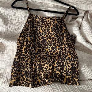 Kendall & Kylie Satin Cheetah Print Tank Top